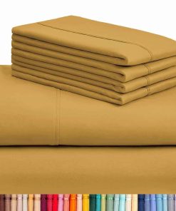 Juego de sábanas LuxClub de 6 piezas para -Oro Medallón