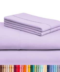 Juego de sábanas LuxClub 4 PC King, Sábanas de -Lavanda