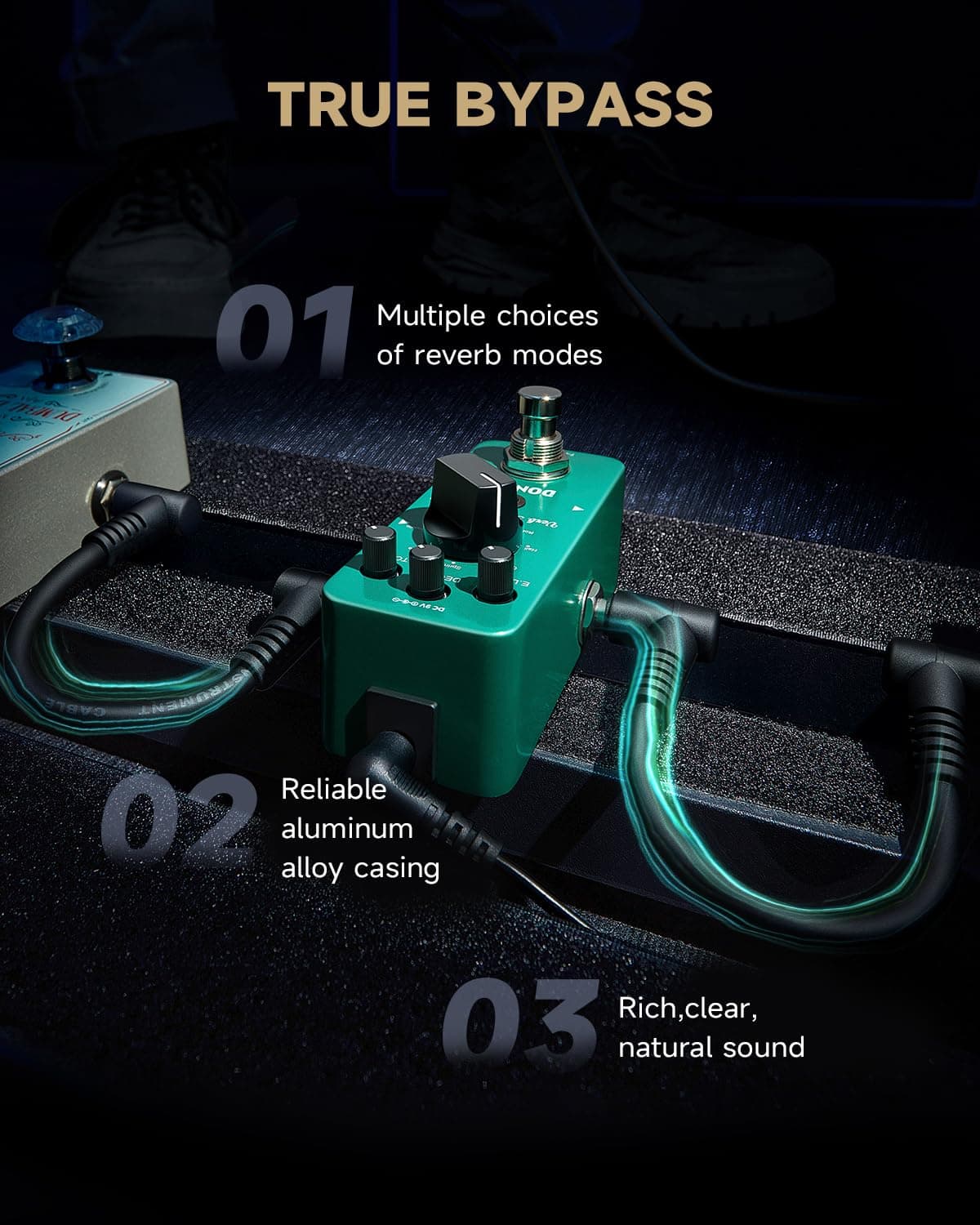 Pedal de Reverb Donner, Verb Square Reverb Digital 7 Modos - Imagen 7