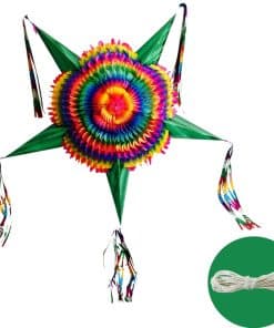 Piñata Estrella Extra Grande con Conos Verdes y Cuerda de