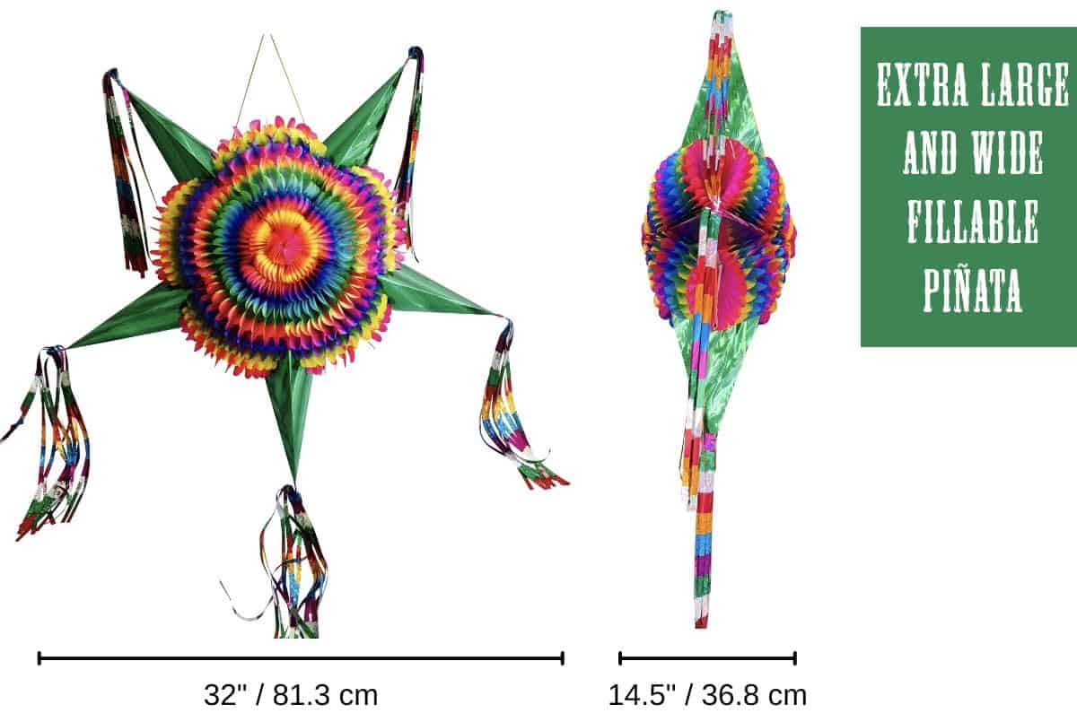 Piñata Estrella Extra Grande con Conos Verdes y Cuerda de - Imagen 4
