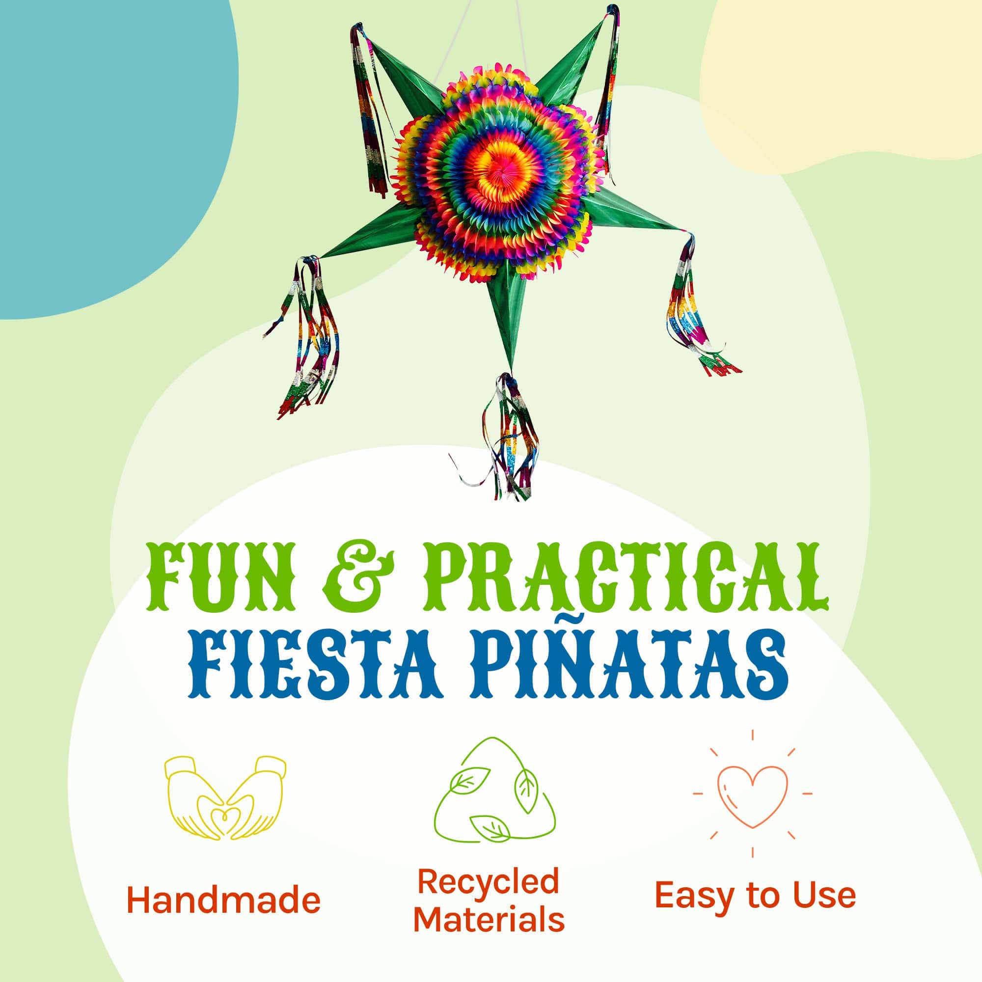 Piñata Estrella Extra Grande con Conos Verdes y Cuerda de - Imagen 5