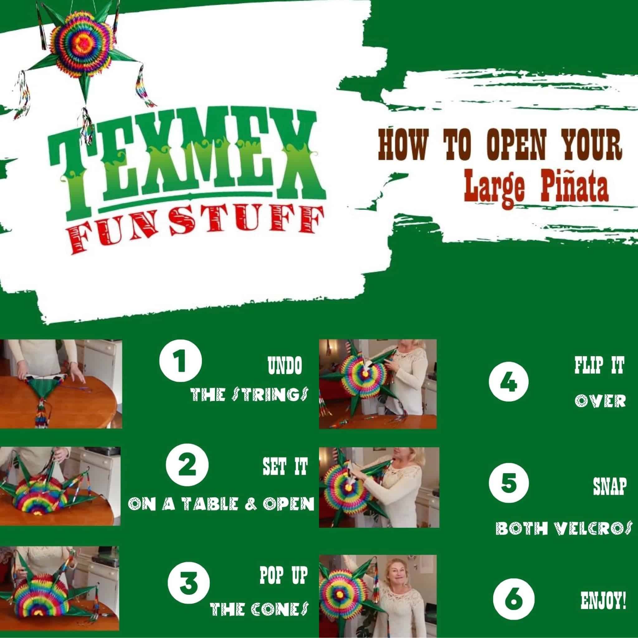 Piñata Estrella Grande con Conos Arcoiris y Cuerda de 30 - Imagen 7