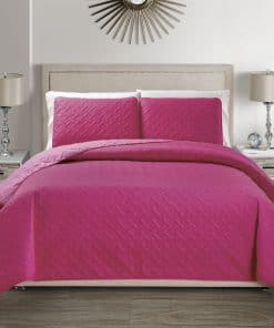Juego de Colcha/Edredón Reversible en Relieve Rosa Cal King