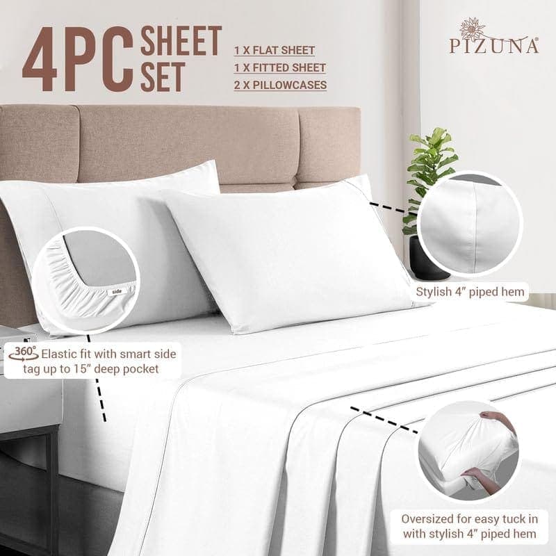Juego de sábanas de algodón Pizuna Pure para cama King, - Imagen 4