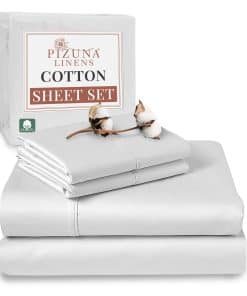 Sábanas de Algodón Puro Pizuna Tamaño Twin, Lujosas Sábanas