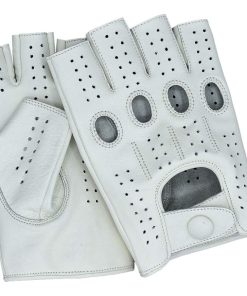 Guantes de Cuero Sin Dedos para Hombre Riparo -Blanco