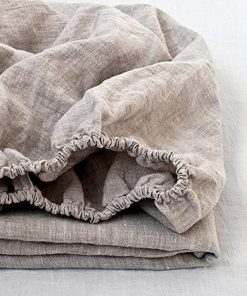 Sábana bajera de lino 100% lavado a la piedra, color sólido