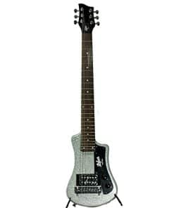 Guitarra de viaje Hofner Shorty Limited con funda - Plata