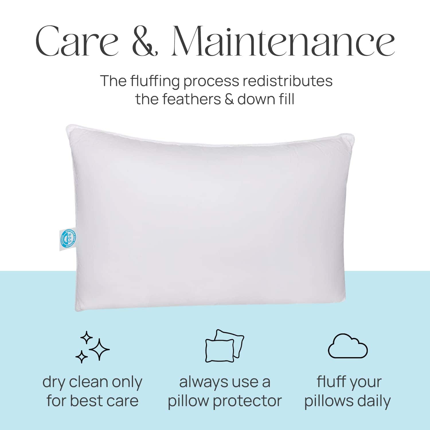 Almohada Firme de Plumón de Ganso King Size 20x36 Pulgadas, - Imagen 6