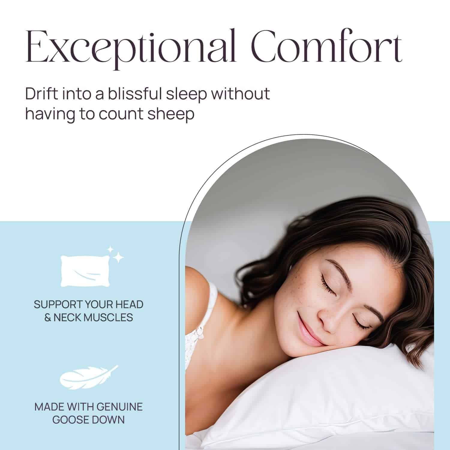 Almohada Firme de Plumón de Ganso King Size 20x36 Pulgadas, - Imagen 7