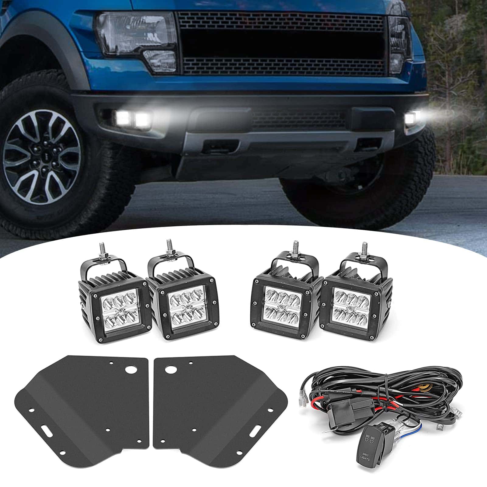 4X 24W Luz LED Pod & Soportes de Montaje Ocultos para