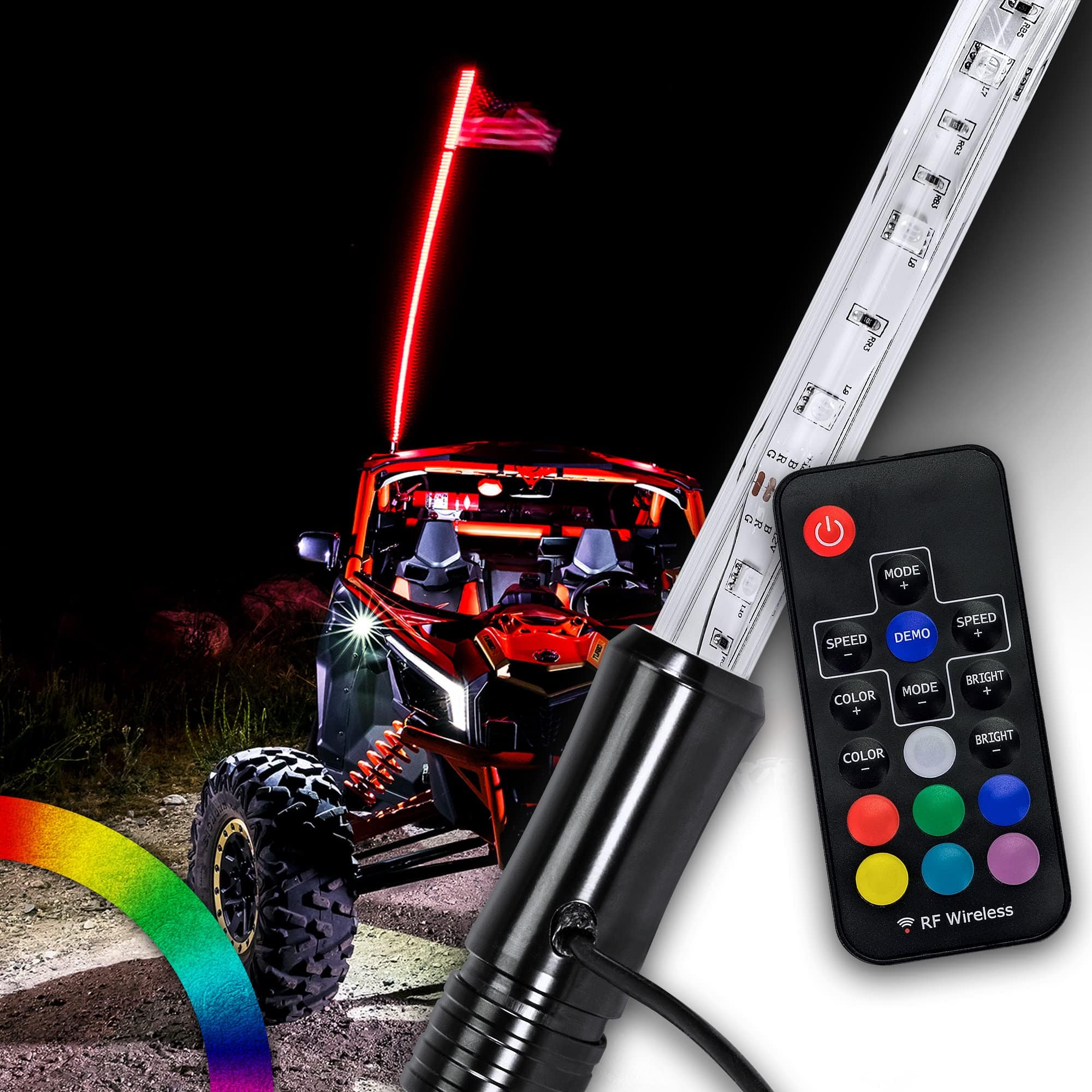 True Mods 4ft RGB LED Whip Light for UTV ATV [Control