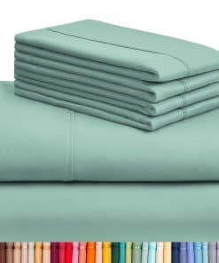 Juego de sábanas LuxClub de 6 piezas para -Teal Claro