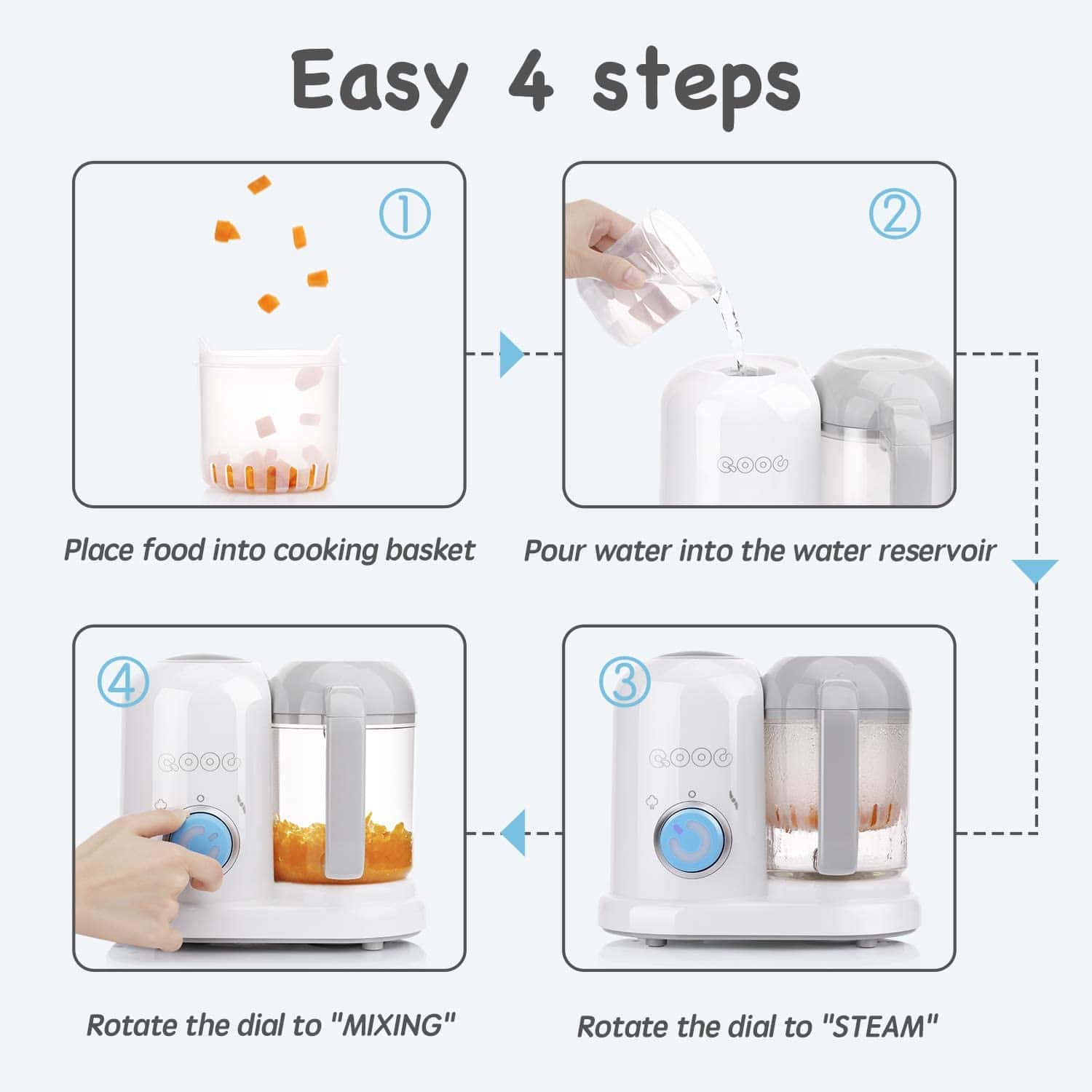 Procesador de Alimentos para Bebé 4 en 1 QOOC Mini - Imagen 6