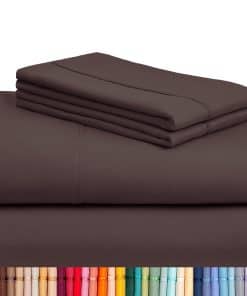 Juego de sábanas LuxClub 4 PC Full, sábanas de -Marrón