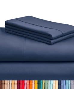 Juego de sábanas LuxClub de 4 piezas para -Azul marino