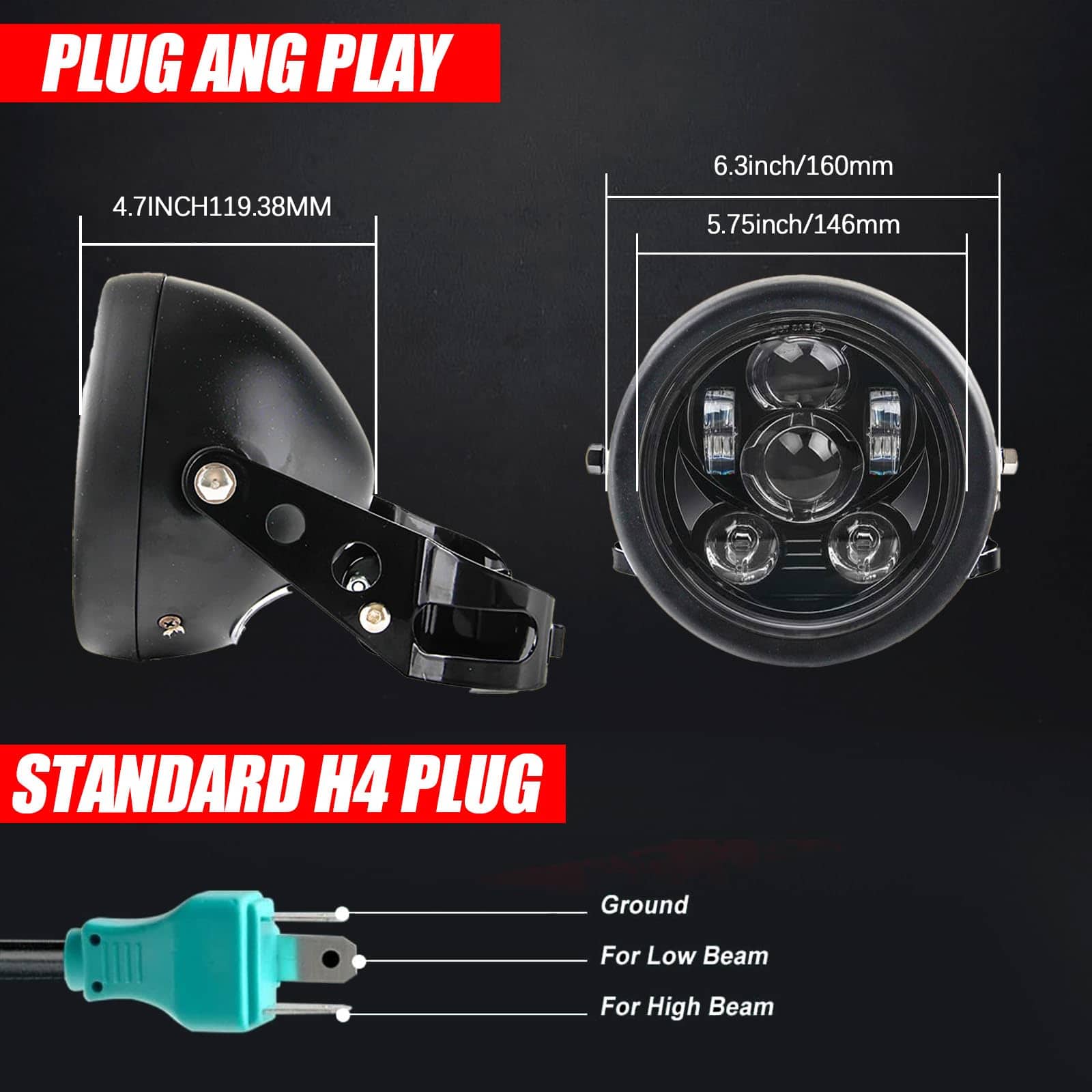 SKTYANTS 5.75" Pulgadas Carcasa de Faros con 5 3/4" Luz - Imagen 3