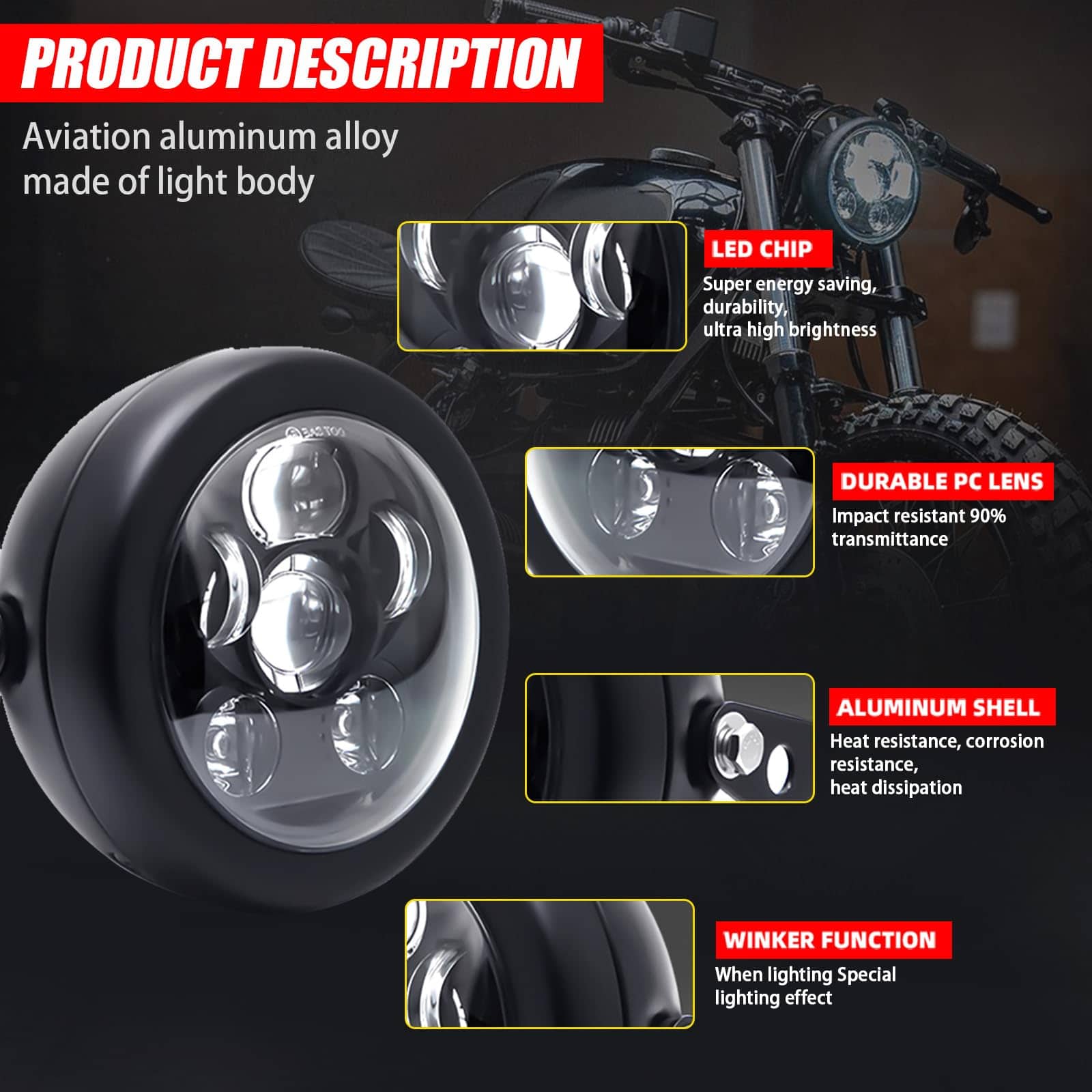 SKTYANTS 5.75" Pulgadas Carcasa de Faros con 5 3/4" Luz - Imagen 4