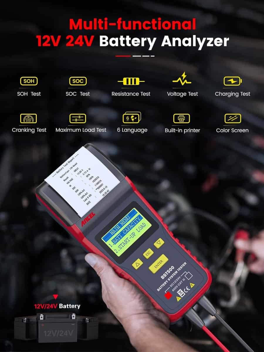 Probador de Batería ANCEL BST500 con Impresora, 12V 24V - Imagen 4