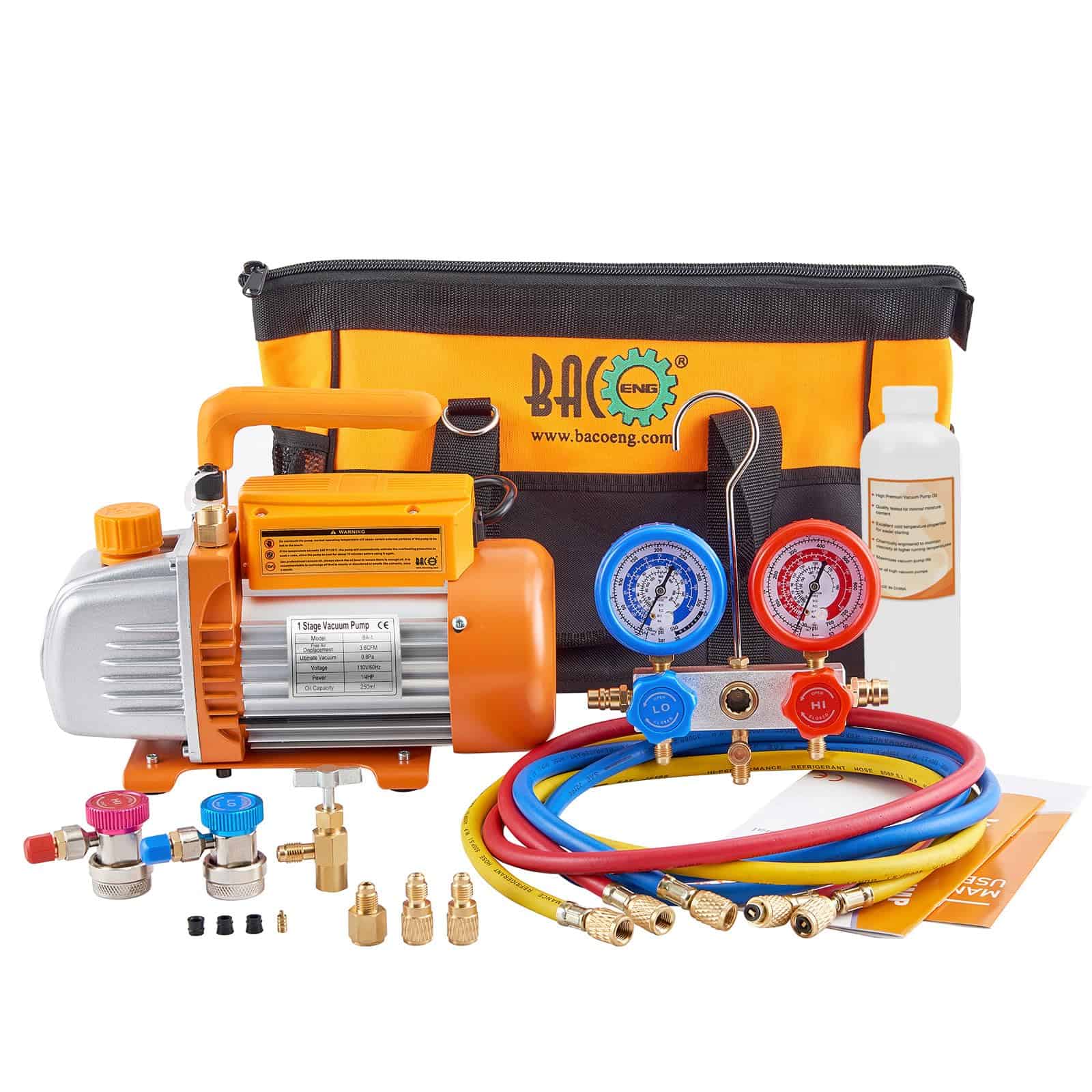 BACOENG 3.6CFM 1/4HP Bomba de Vacío de Aire Acondicionado