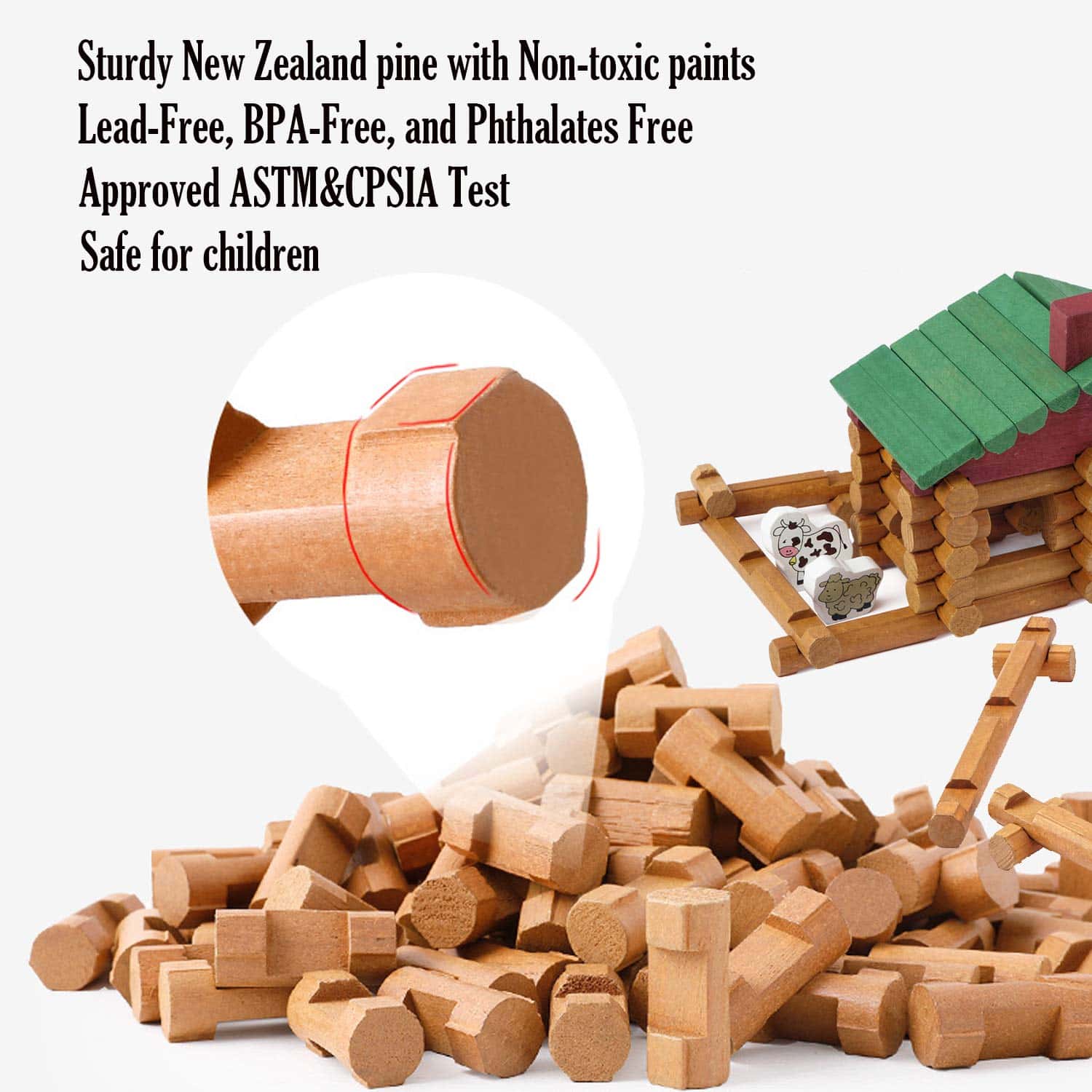 Juego de Bloques de Madera WonderToys de 170 Piezas para - Imagen 6