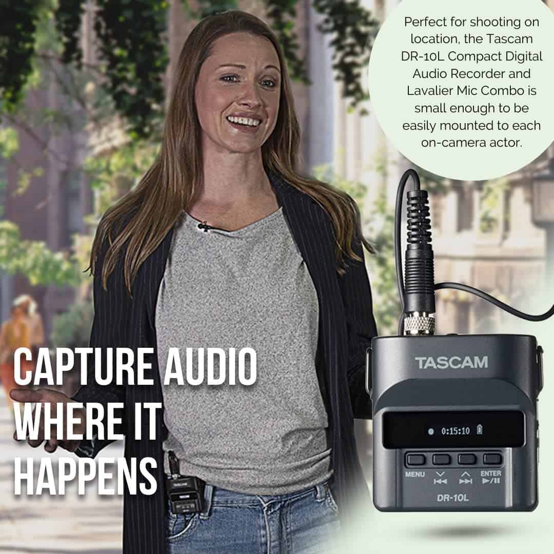 Grabadora de audio digital Tascam DR-10L y micrófono - Imagen 5