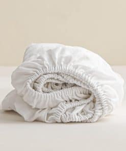 King Linens 100% Sábana Ajustable de Lino Lavado a la