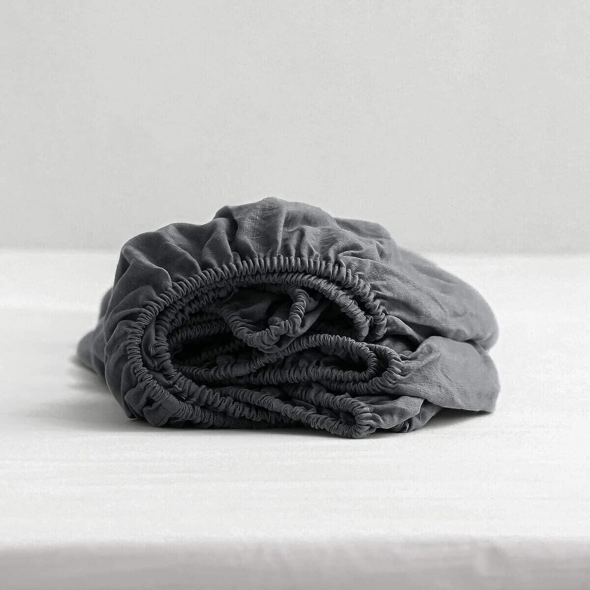 Sábana Ajustable de Lino Lavado a la Piedra - Color Sólido