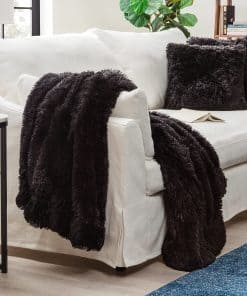 Manta y Funda de Cojín Premium Chanasya - Manta de Piel