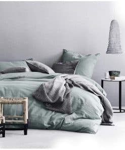 Eikei Washed Cotton Chambray Duvet Cover Solid -Eucalyptus M