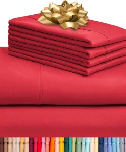 Juego de sábanas LuxClub de 6 piezas -Rojo