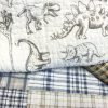 Set de Colcha Benjamin Cute Dinosaur Plaid en Azul Marino