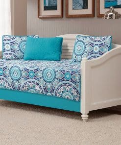 Mk Collection 5pc Edredón de Día Estampado Floral Turquesa