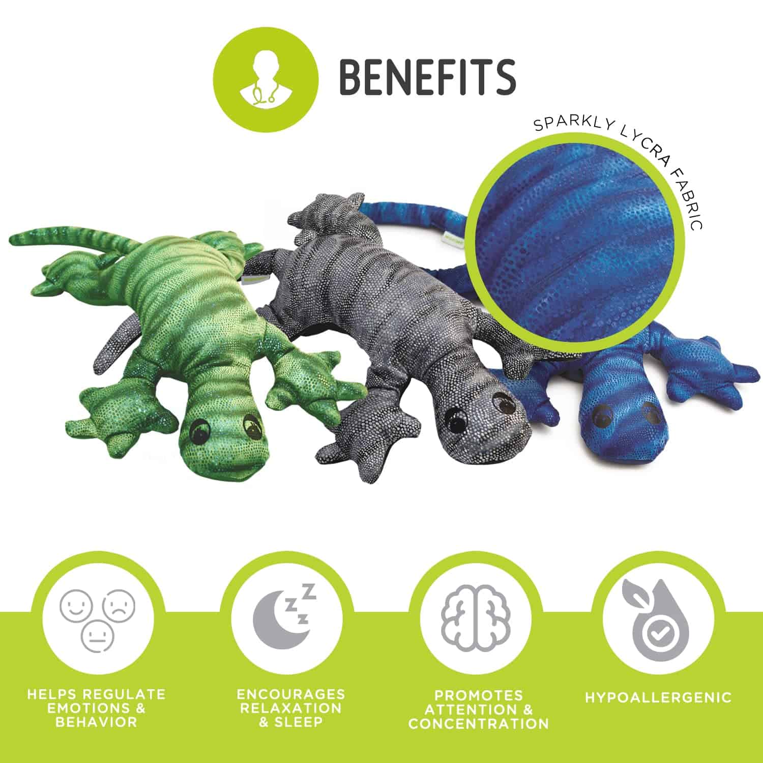 Peluche de lagarto ponderado manimo para niños y adultos - - Imagen 3