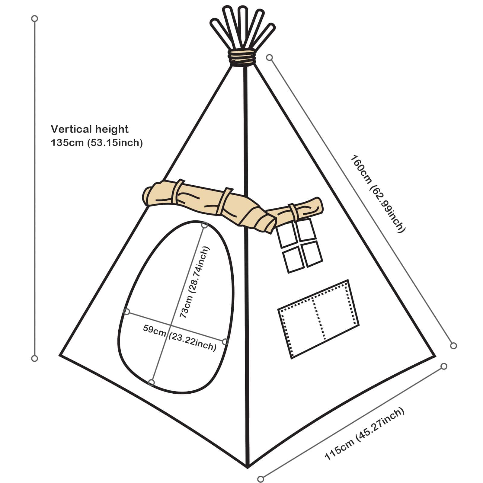 Casa de Juegos para Niños Lavievert Teepee Indio de Lona - Imagen 3