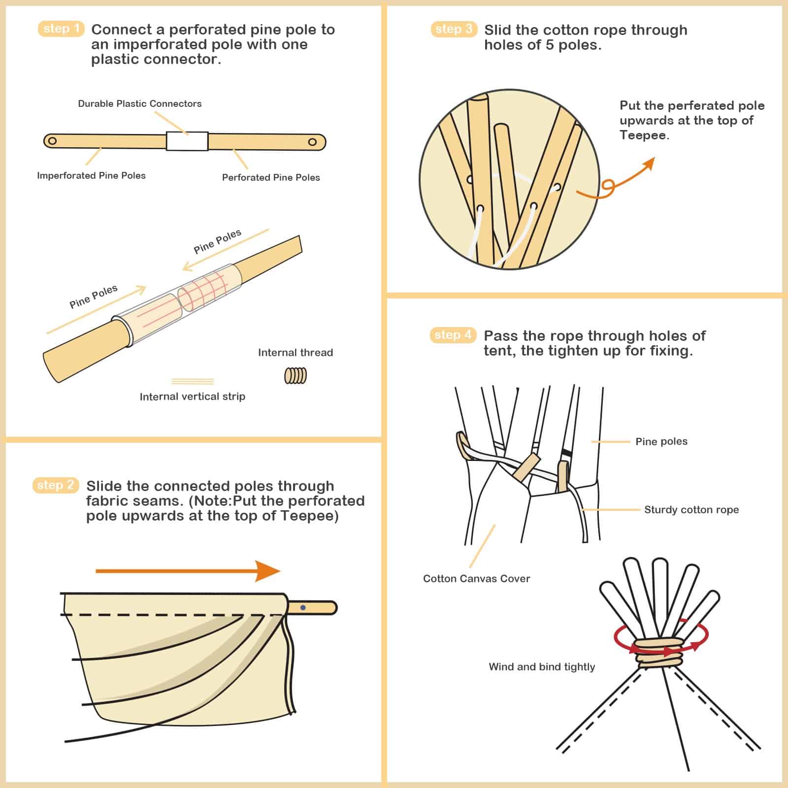 Casa de Juegos para Niños Lavievert Teepee Indio de Lona - Imagen 5