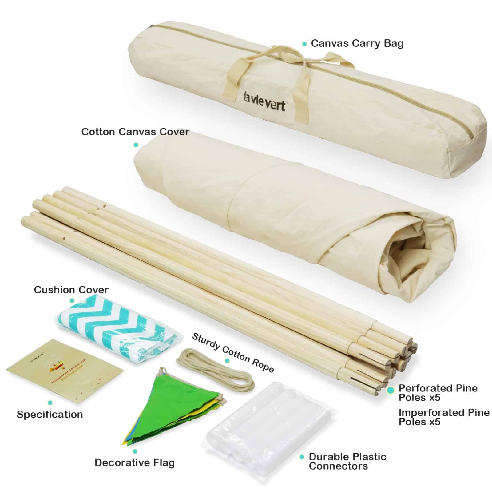 Casa de Juegos para Niños Lavievert Teepee Indio de Lona - Imagen 6