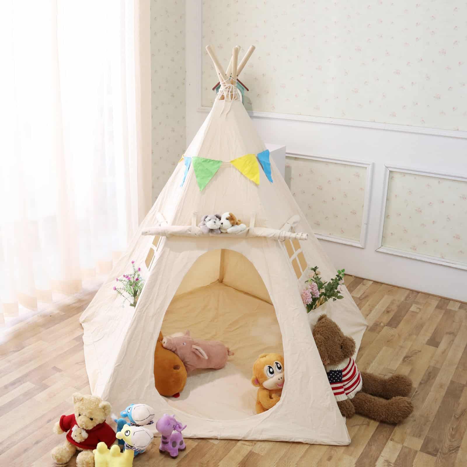 Casa de Juegos para Niños Lavievert Teepee Indio de Lona - Imagen 7