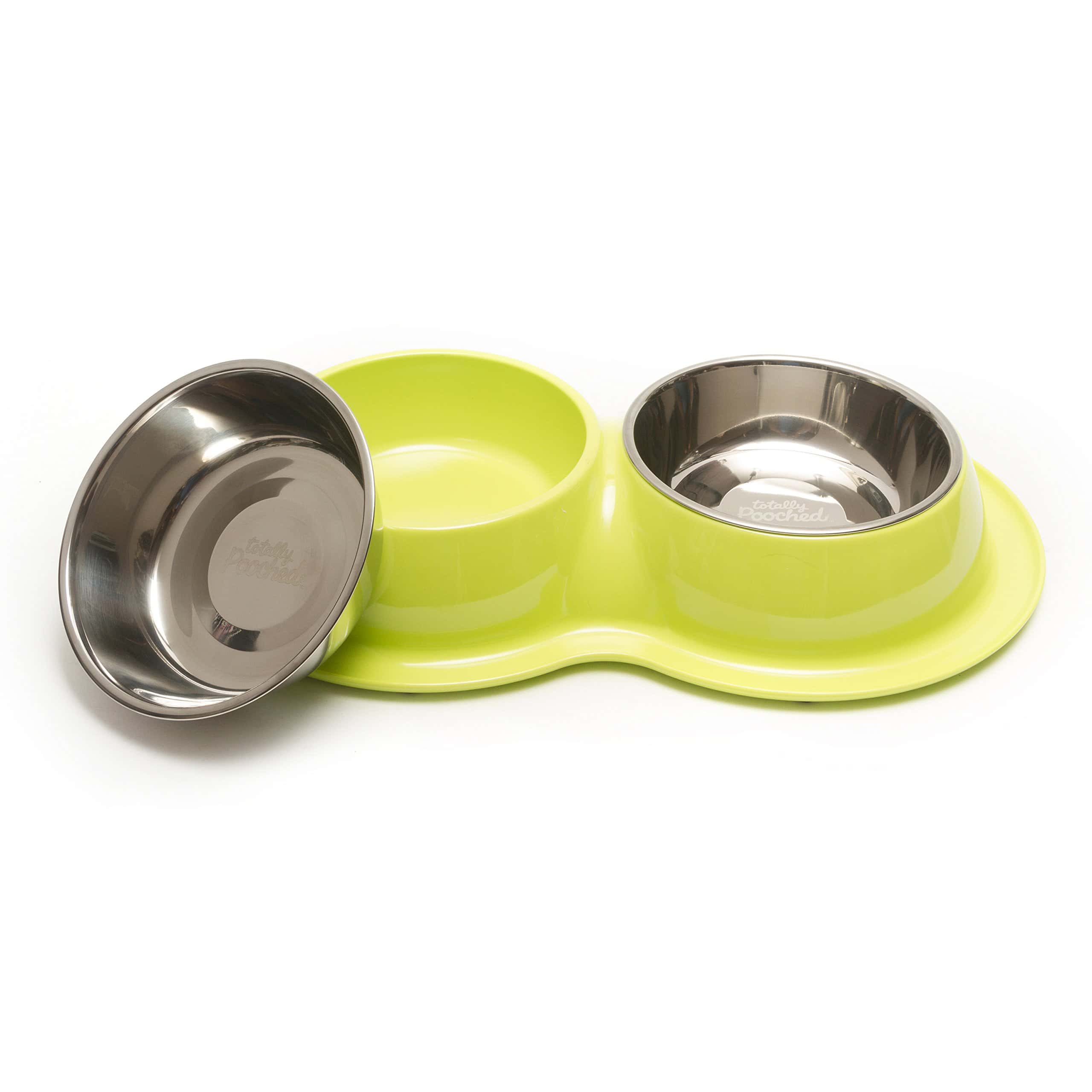 Comedero doble grande verde Totally Pooched con tazones de - Imagen 3