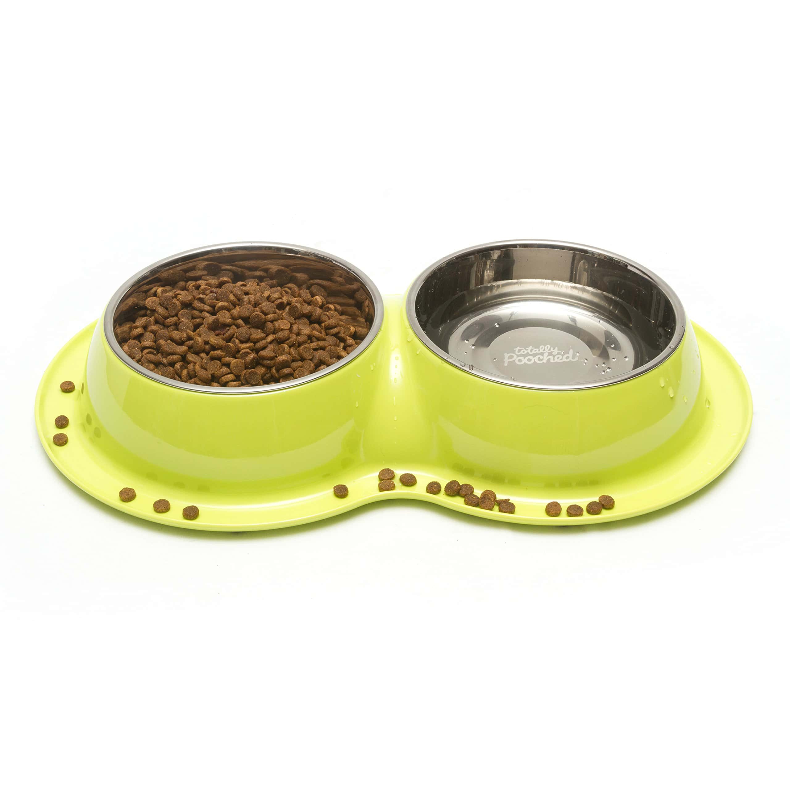 Comedero doble grande verde Totally Pooched con tazones de - Imagen 4