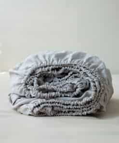 Sábana Ajustable de Lino 100% Lavado a la -Gris