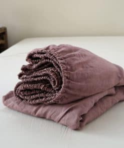 Sábana Ajustable de Lino 100% Lavado a Piedra -Morado