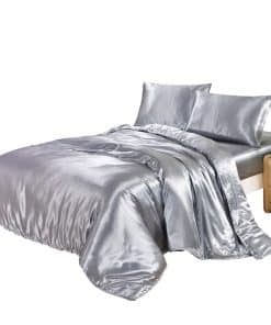 Juego de Funda de Edredón Gris Sólido de Calidad Hotelera