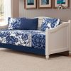 Mk Home 5pc Colcha Floral Blanco y Azul Marino para Cama de