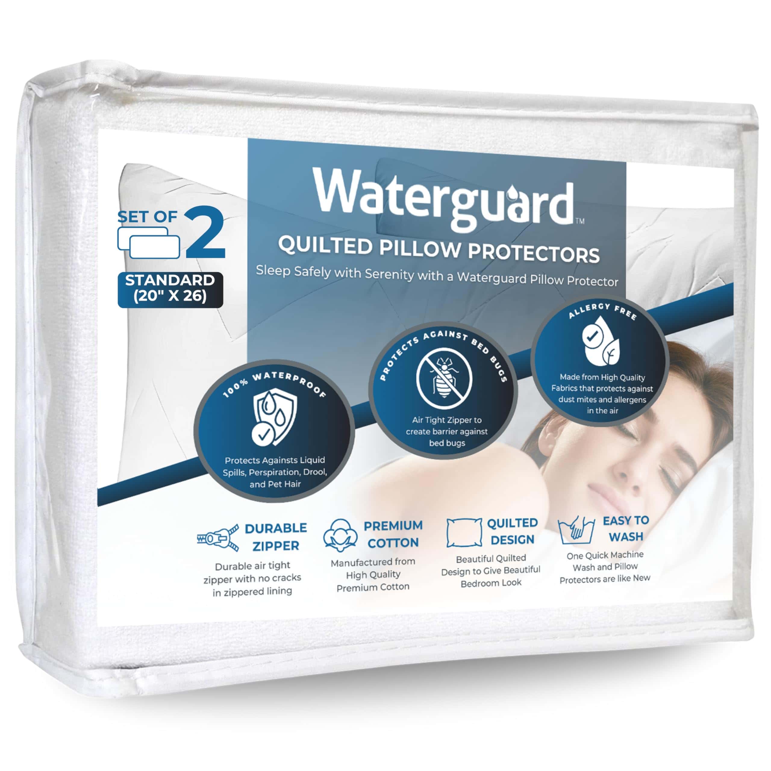 Protector de Almohada Acolchado Waterguard - -White