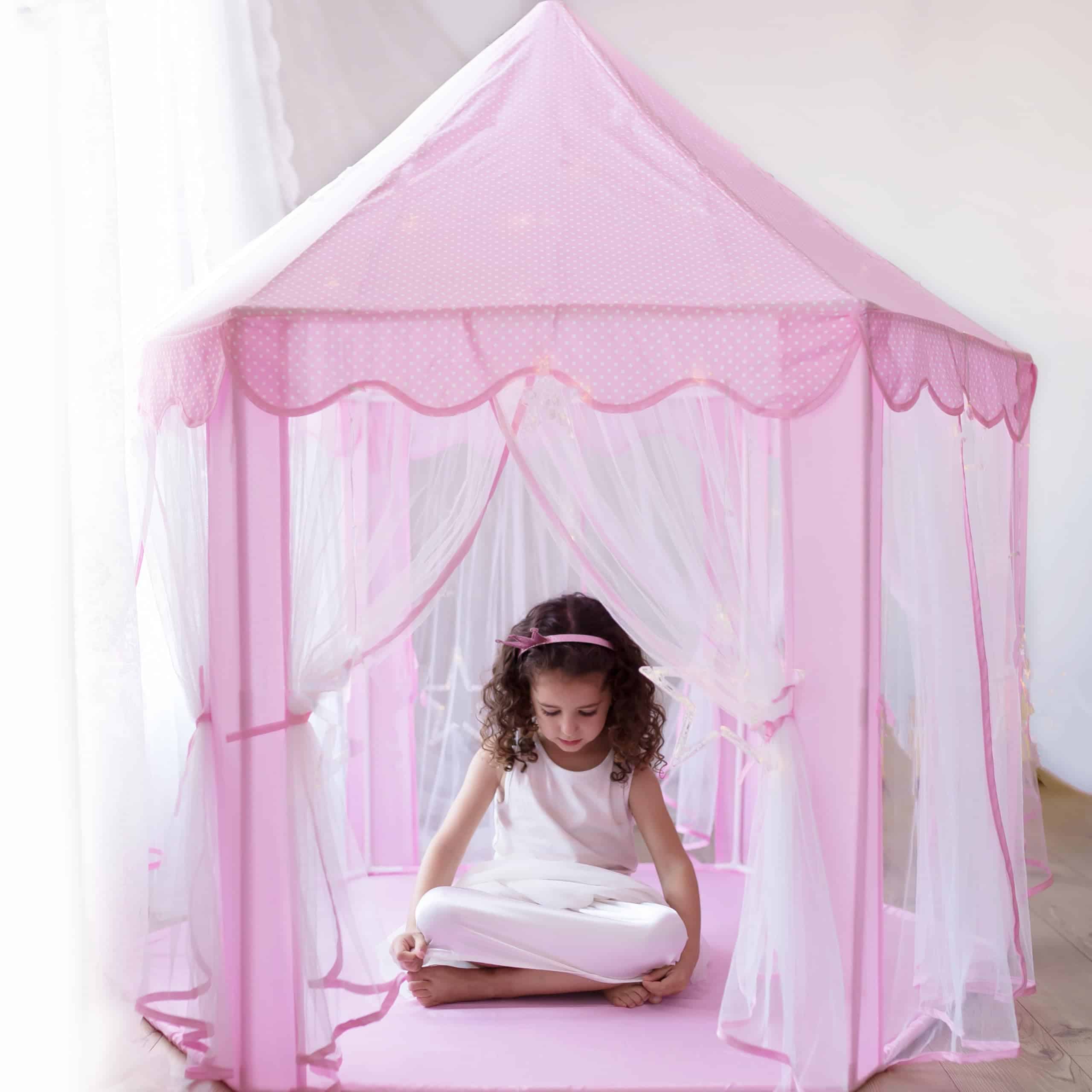 Carpa de Castillo de Princesa para Niñas, Rosa Niñas Casa - Imagen 5