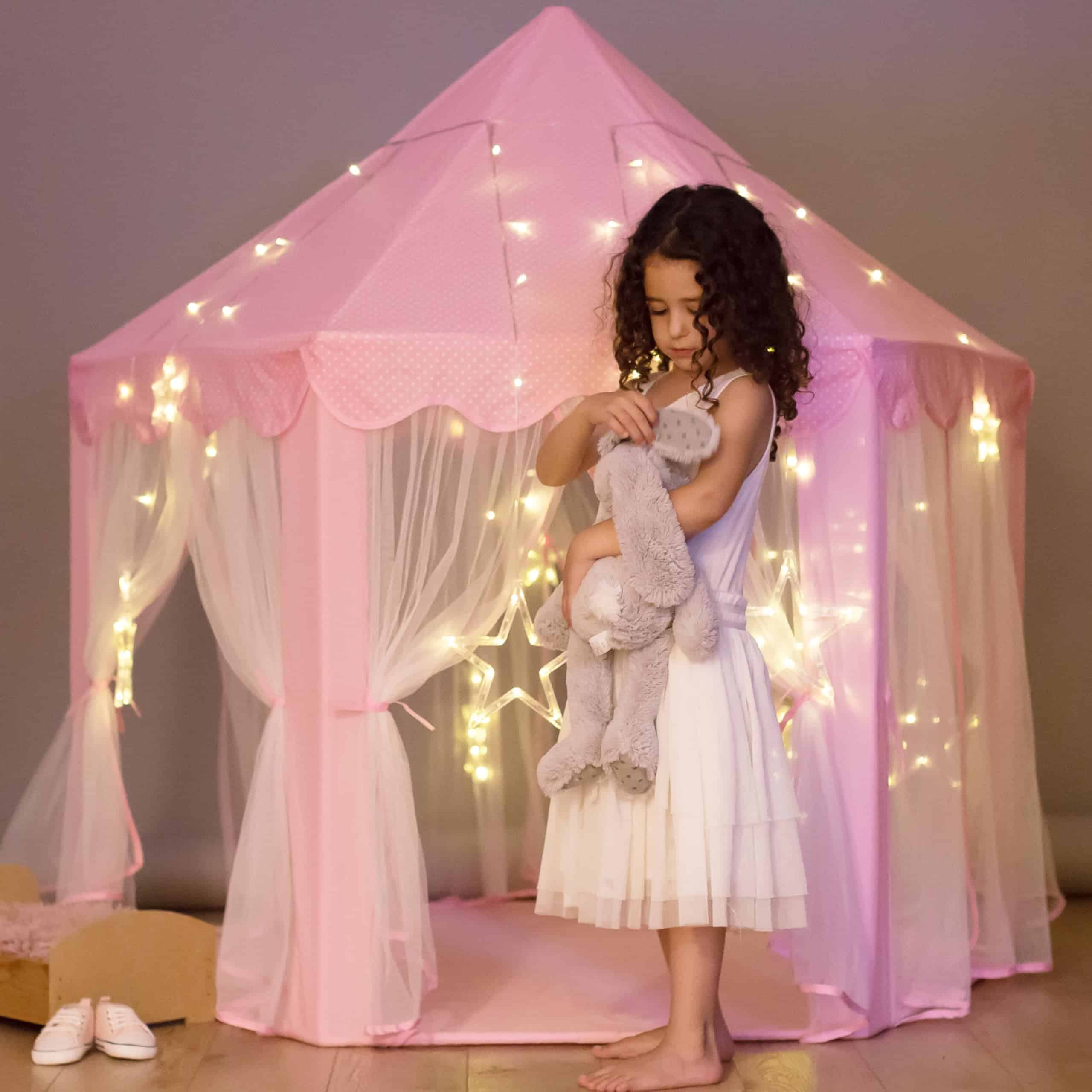 Carpa de Castillo de Princesa para Niñas, Rosa Niñas Casa - Imagen 8