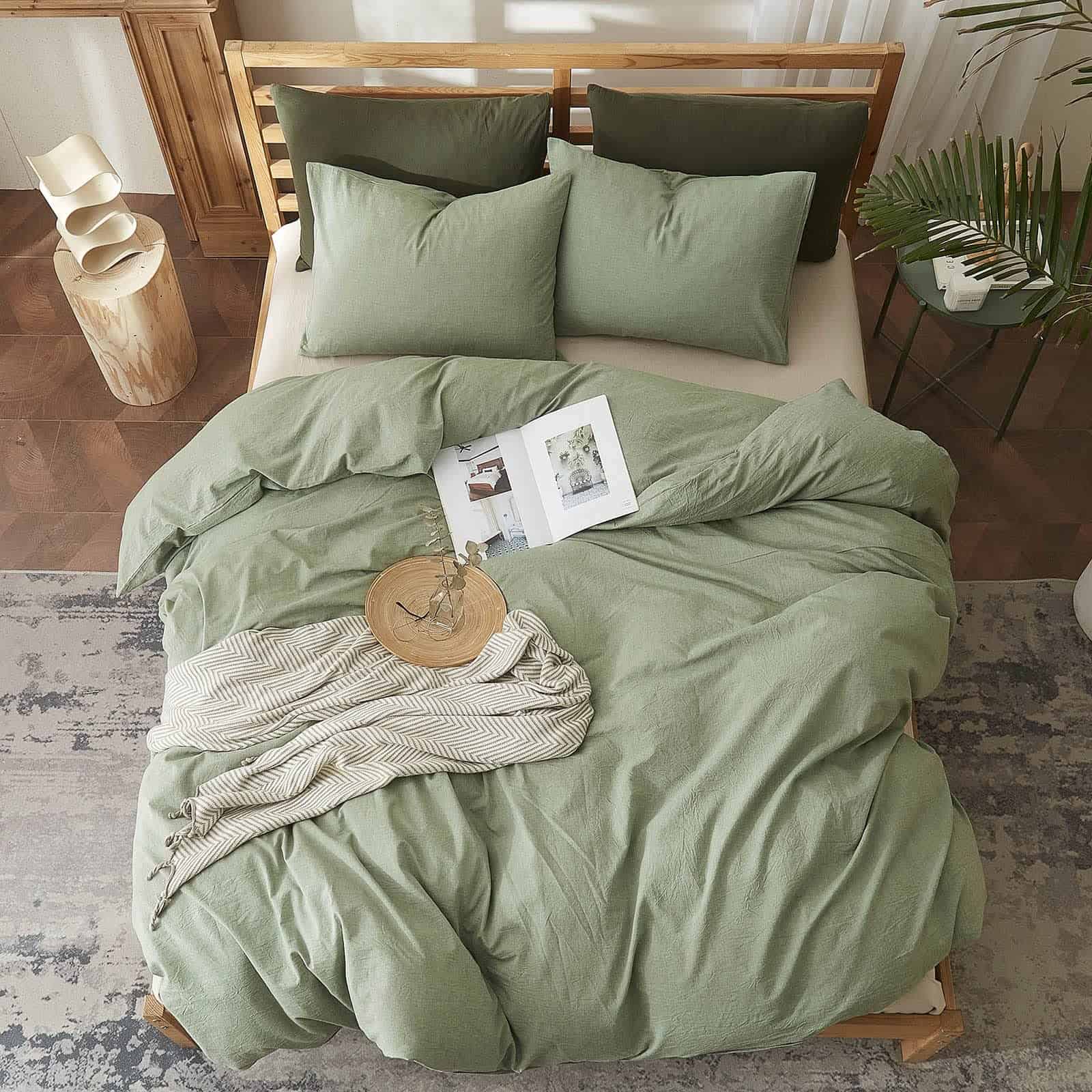 Juego de Funda de Edredón OTOB Verde Salvia Twin 100% - Imagen 8