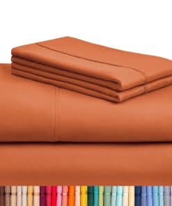 Juego de Sábanas LuxClub de 6 Piezas para -Naranja Otoñal